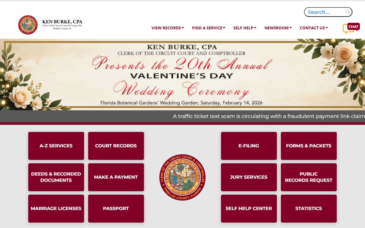 Clearwater marriage license information on Pinellas County Clerk website