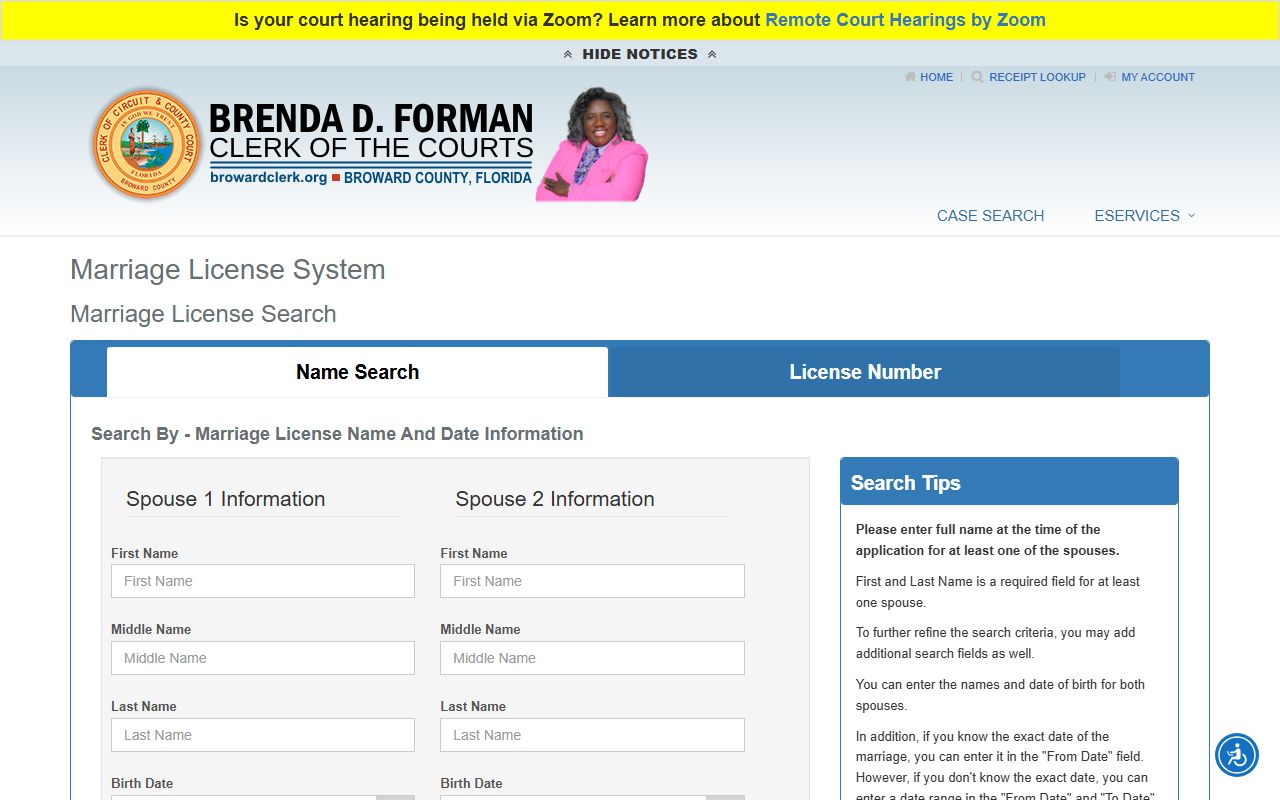 Fort Lauderdale Broward County marriage license search tool