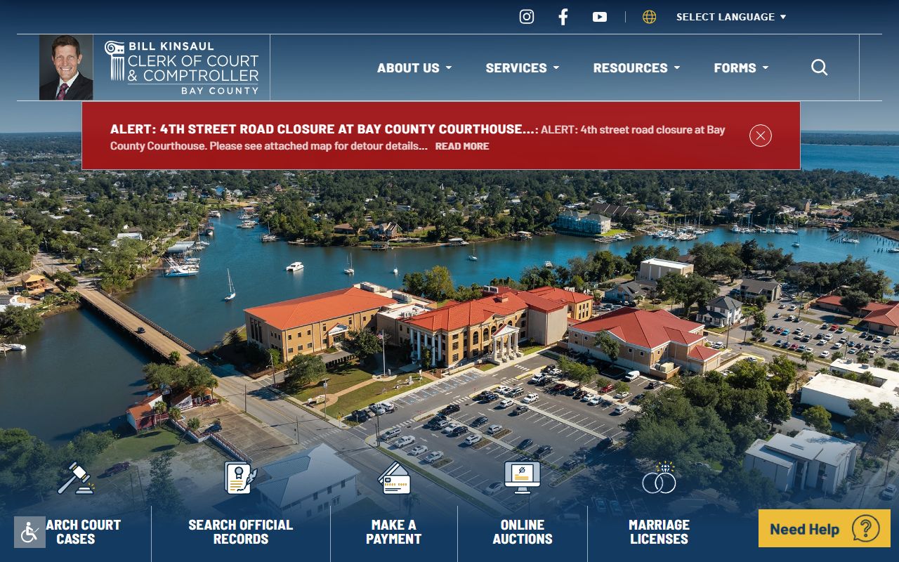 Bay County Clerk of Court homepage