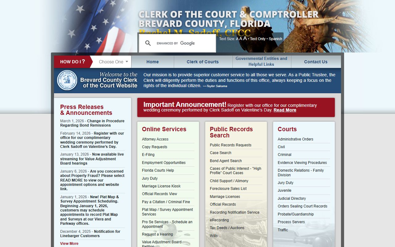 Brevard County Clerk of Courts homepage