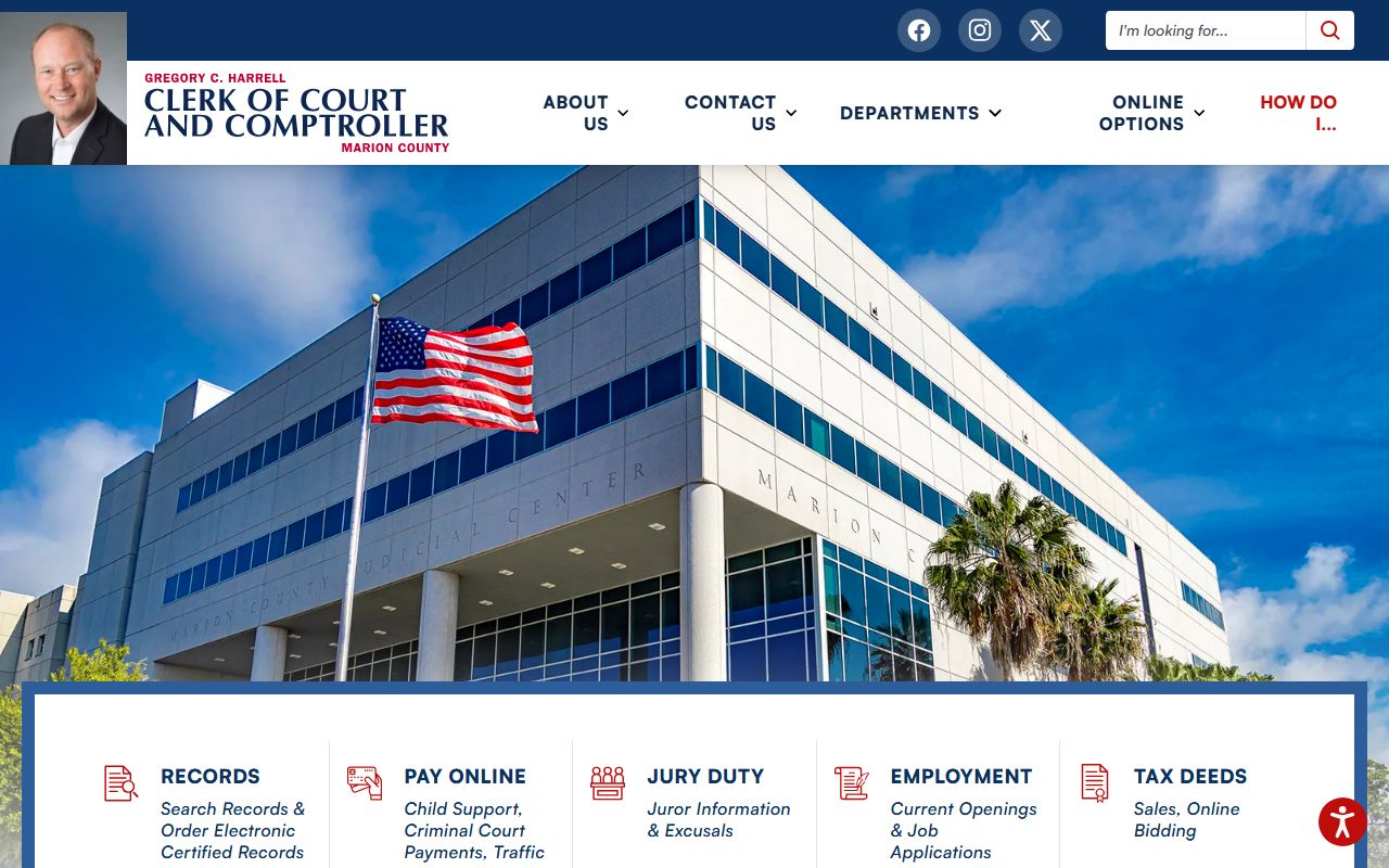 Marion County Clerk homepage for marriage license services