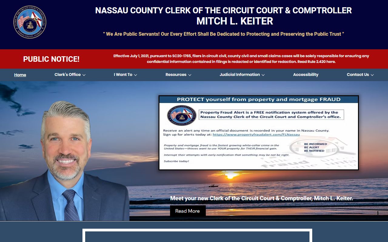 Nassau County Clerk homepage for marriage license services