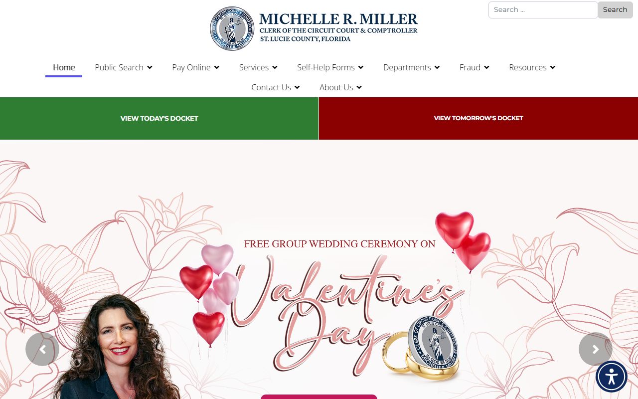 St. Lucie County Clerk homepage for marriage license services