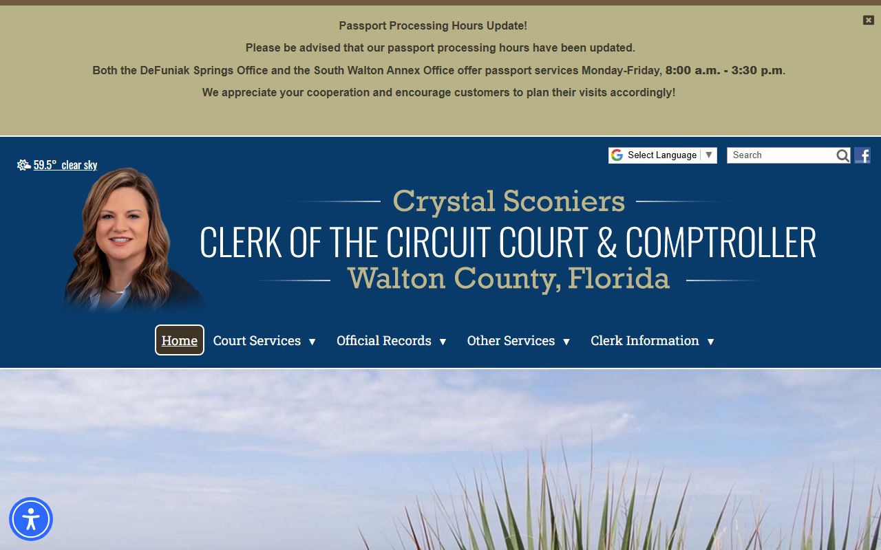 Walton County Clerk homepage for marriage license information