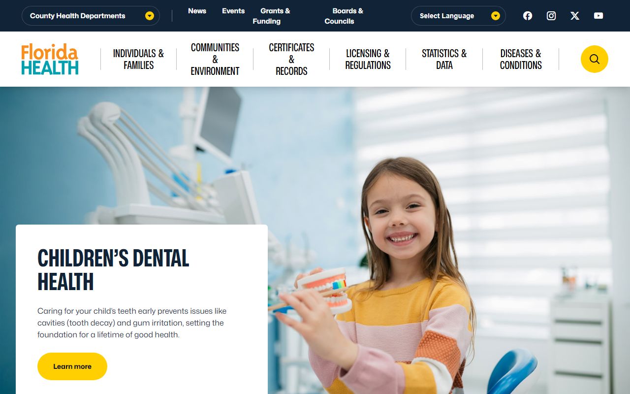 Florida Department of Health homepage