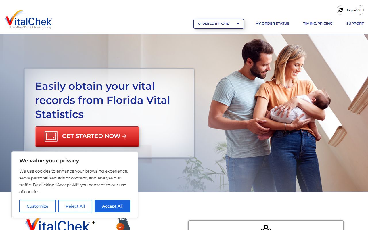 VitalChek Florida vital statistics portal for marriage license records